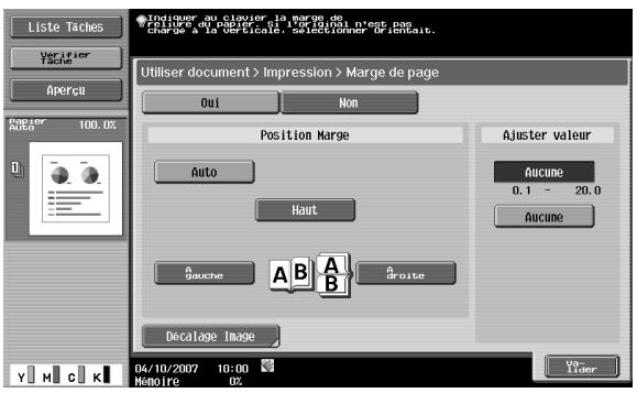 Liste Taches Verifier Tache Apercu Paper Auto 100.0% Utiliser document > Impression > Marge de page Oui Non Position Marge Auto Haut Aucune 0.1 - 20.0 Aucune A gauche A B A droite Decalage Image 04/10/2007 10:00 Mamoire OZ Ver- Tider