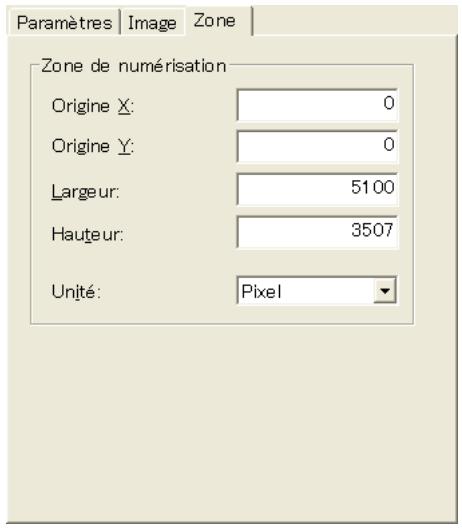 KONICA MINOLTA REAL TIME TWAIN 101 - Paramètres de l'onglet Zone - 1