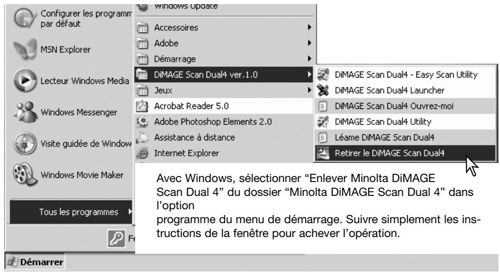 KONICA MINOLTA DIMAGE SCAN DUAL IV - Déinstallation du logiciel DiIMAGE Scan Dual 4 - 1
