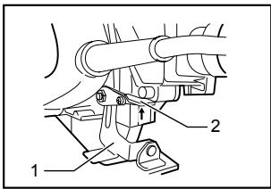 Technical diagram of a mechanical assembly with labeled parts 1 and 2