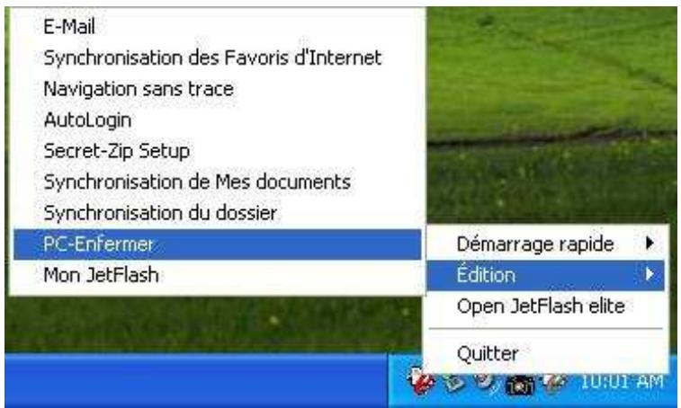 TRANSCEND JETFLASH 700 - Utilisation du menu situé dans la zone de notification - 1