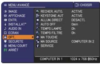 HITACHI CP-X2520 - Menu OPT. - 1