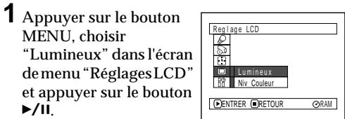 HITACHI DZ-MV350A - PARAMÉTRAGE DE LA LUMINOSITÉ DEL ÉCRAND D'AFFICHAGE À CRISTAUX LIQUIDES (LUMINEUX) - 1