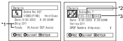 HITACHI DZ-MV350A - AFFICHAGE DES INFORMATIONS À L'AIDE DE L'ÉCRAN DE MENU (DETAILS) - 1