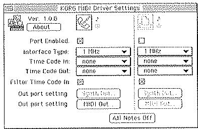 KORG I30 - Configuration du korg MIDI driver (macintosh) - 2