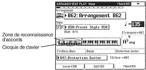KORG I30 - Choix de la zone de reconnaissance d'accords - 1