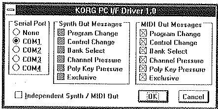 KORG I30 - Configuration du korg MIDI driver (windows) - 1