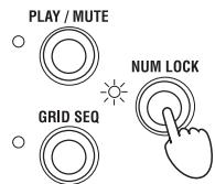 KORG MICROSTATION - Appuyez sur le bouton NUM LOCK à gauche des boutons de fonction 01~16 de sorte à allumer son tímein (situé à sa gauche). - 1