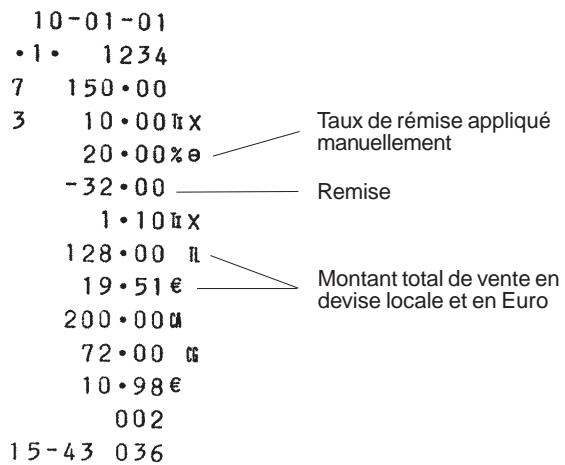 OLIVETTI ECR 2350 - Application d'un faux de remise non programmée au total d'une vente - 1