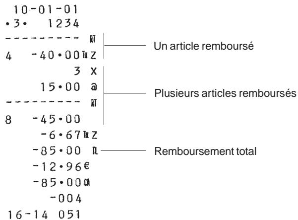 OLIVETTI ECR 2350 - Remboursement de plusieurs articles - 1