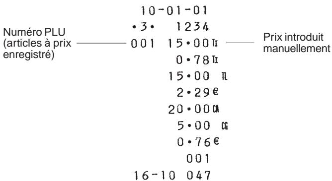 OLIVETTI ECR 2350 - Modification du prix enregistré pour un article PLU - 1