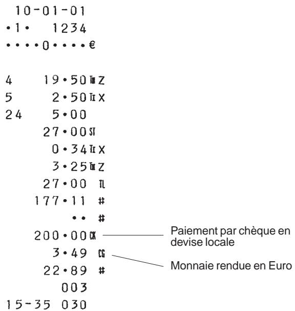 OLIVETTI ECR 2350 - Paiement par chèque en devise locale et en excès en euro - 1