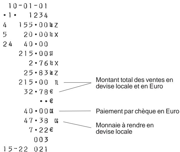 OLIVETTI ECR 2350 - Paiement par chèque en euro et en excès en devise locale - 1