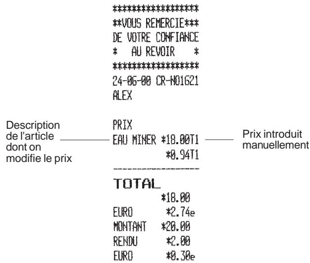 OLIVETTI ECR 2550 - Modification du prix enregistré pour un article PLU - 1