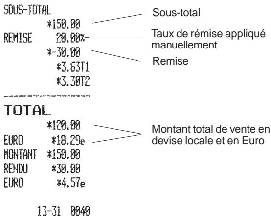 OLIVETTI ECR 2550 - Application d'un faux de remise non programme au total d'une vente - 3