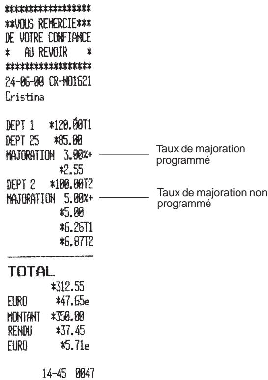 OLIVETTI ECR 2550 - Application d'un faux de majoration programme à certains articles et d'un faux non programme à d'autres - 1