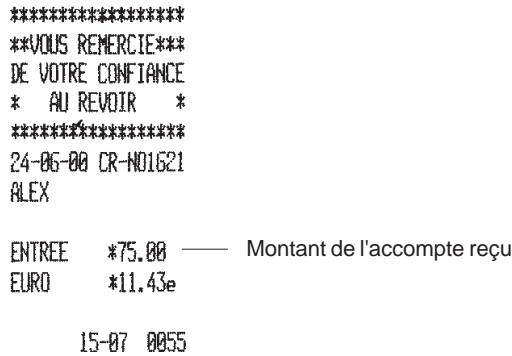 OLIVETTI ECR 2550 - Enregistrement d'une somme reçue en accompTE - 1