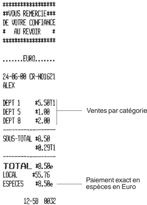 OLIVETTI ECR 2550 - Enregistrement d'une vente multiple avec paiement exact en espèces - 1