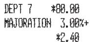OLIVETTI ECR 2550 - Application d'un pourcentage de majorationprogramme à un article - 2