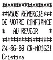 OLIVETTI ECR 2550 - Enregistrement d'une vente multiple avec paiement exact en espèces en devise locale - 1