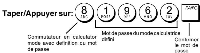 OLIVETTI ECR 5700 - Programmation du mot de passe du mode calculatrice - 1