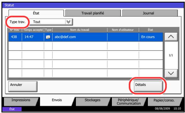 KYOCERA TASKALFA 520I - Consultation des informations détaillées des travaux - 1