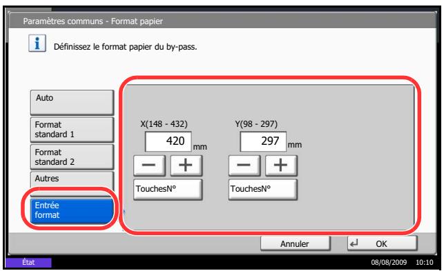 KYOCERA TASKALFA 520I - Spécification du format de papier et du type de support pour le bac MF - 3
