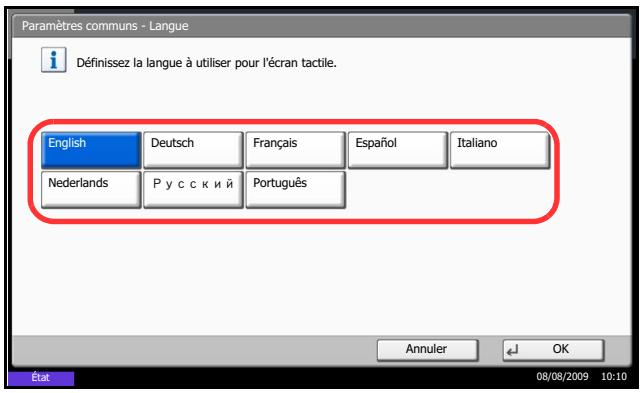 KYOCERA TASKALFA 520I - Sélection de la langue d'affichage ([Langue]) - 1