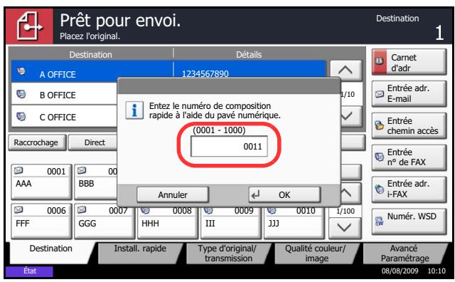KYOCERA TASKALFA 520I - Utilisation de la touche de recherche rapide par n^o ( - 1