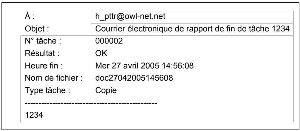 KYOCERA TASKALFA 520I - Exemple d'avis de fin du travail - 1