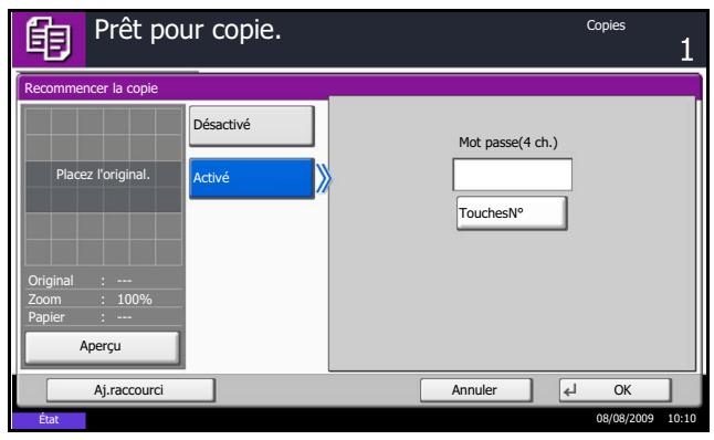 KYOCERA TASKALFA 520I - Sélection de la fonction Recommencer la copie - 1