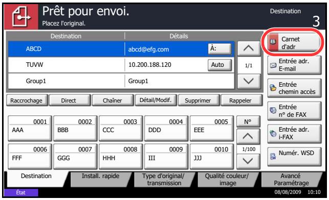 KYOCERA TASKALFA 520I - Sélection dans le carnet d'adresses - 1