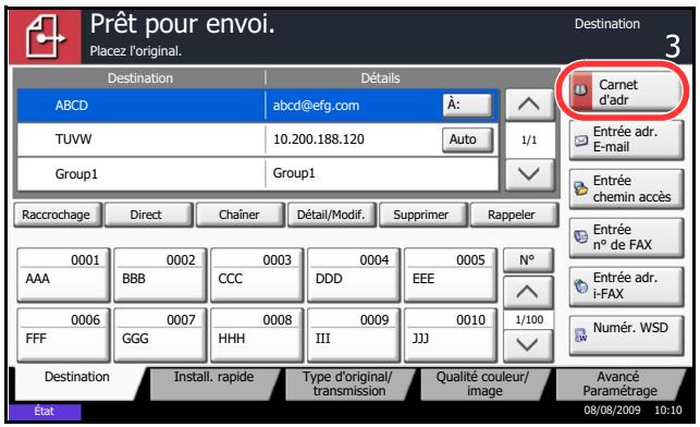 KYOCERA TASKALFA 520I - Écran de confirmation des destinations - 1