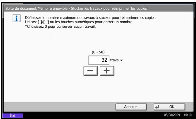 KYOCERA TASKALFA 520I - Nombre maximal de travaux de répétition de copie conservés - 1