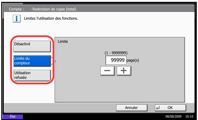 KYOCERA TASKALFA 520I - Application de restrictions - 1
