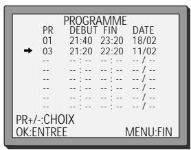 DAEWOO ST847S - Liste des programmations - modifier ou effacer des programmations - 4