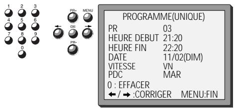 DAEWOO ST847S - Liste des programmations - modifier ou effacer des programmations - 5