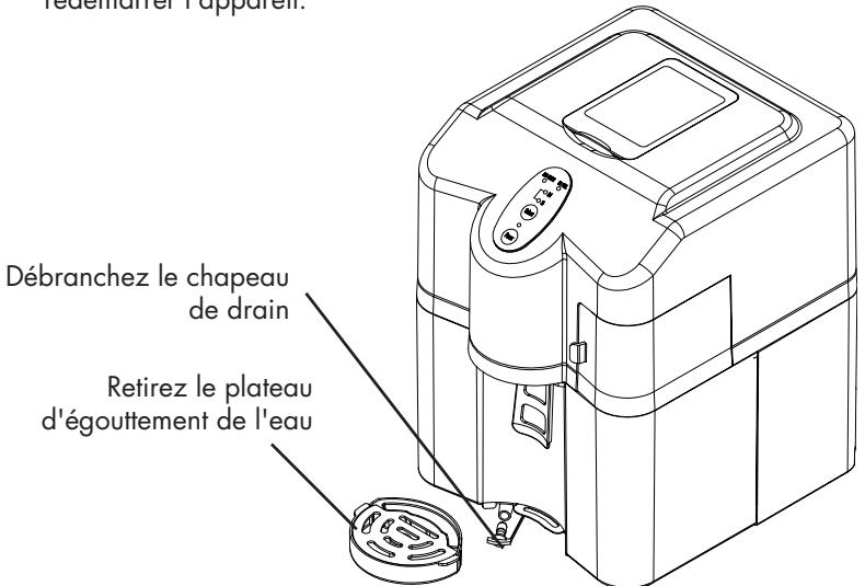 HAIER HPIMD25W - Comment évacuer toute l'eau du réservoir et du compartiment à glaçons - 1