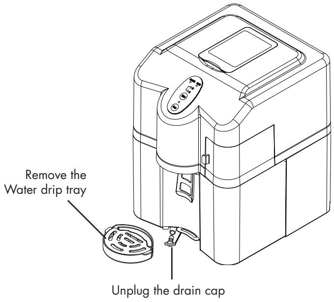 HAIER HPIMD25W - How to drain all the water from both the water reservoir and ice storage compartment - 1