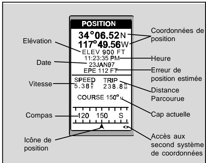 MAGELLAN GPS 315 - Utilisation du tableau Position - 1