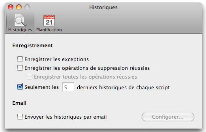 LACIE INTEGO BACKUP MANAGER PRO - Preférences d'historique - 1