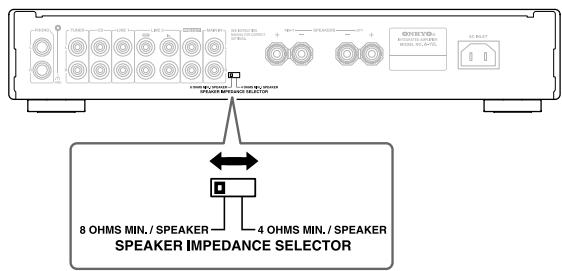 ONKYO A-1VL - Cambio del valor de ajuste de la impedancia de los altavoces - 1