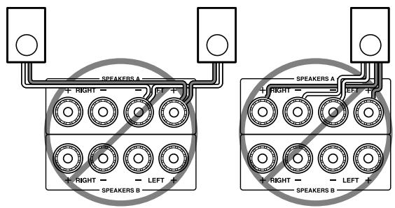 ONKYO A-9355 - Précautions pour le branchement des enceintes - 1