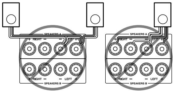 ONKYO A-9355 - Precauciones durante la connexion de los altavoces - 1