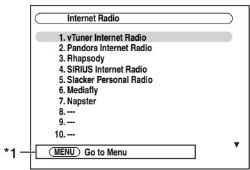 ONKYO PR-SC5508 - Appuyez à plusieurs reprises sur net/usb pour sélectionner l'écran radios internet. - 1