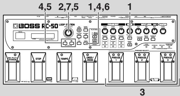 BOSS RC-50 - Copier des phrases d'autres patchs (phrase copy) - 1