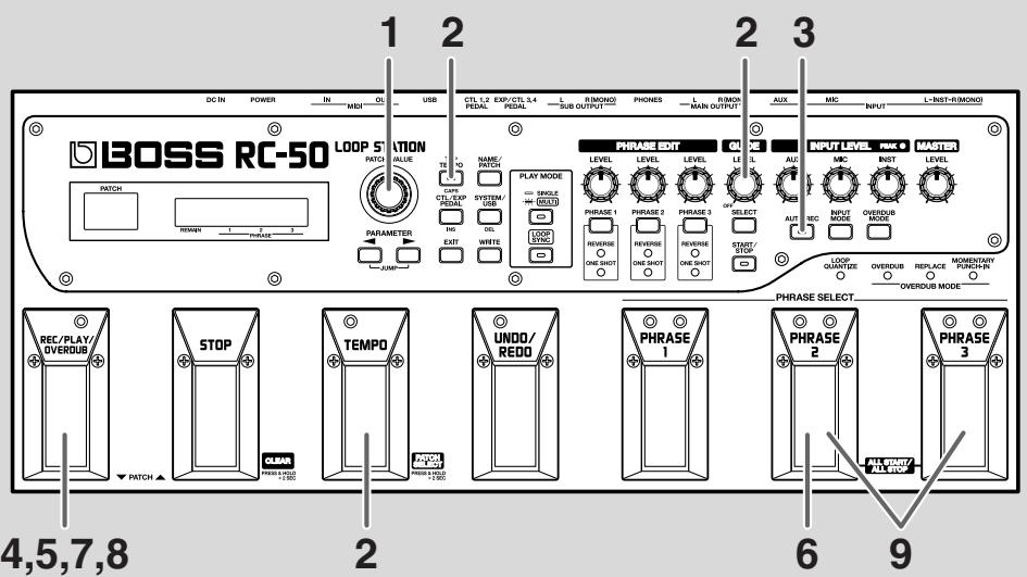 BOSS RC-50 - Régler le niveau de sortie - 1