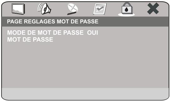 PEEKTON PK 6750 HDMI - Page REGLAGES mot de passer - 1
