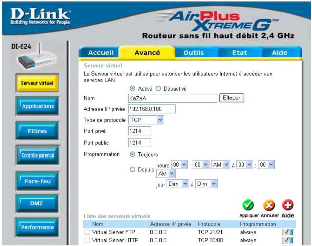 D-LINK DI-624 - Comment configurer mon routeur pour KaZaA et Grokster ? - 1
