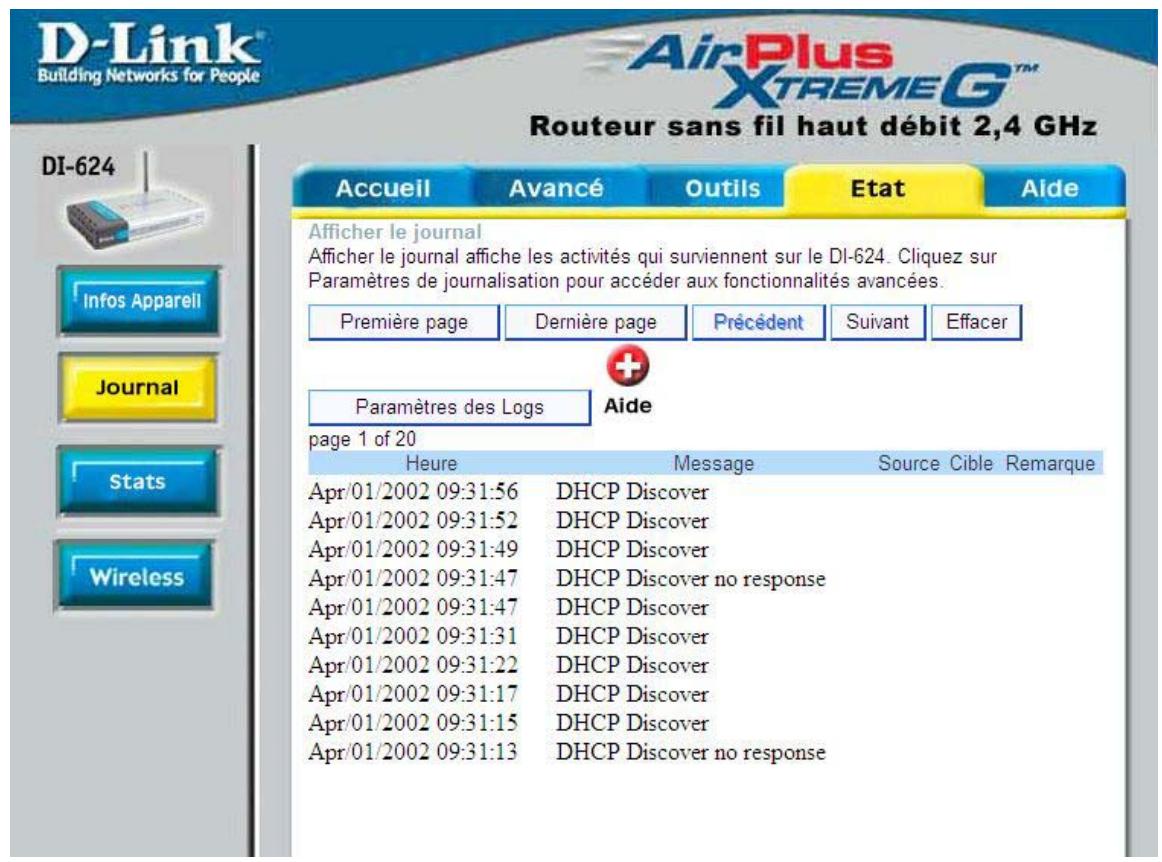 D-LINK DI-624 - Etat > Journal - 1